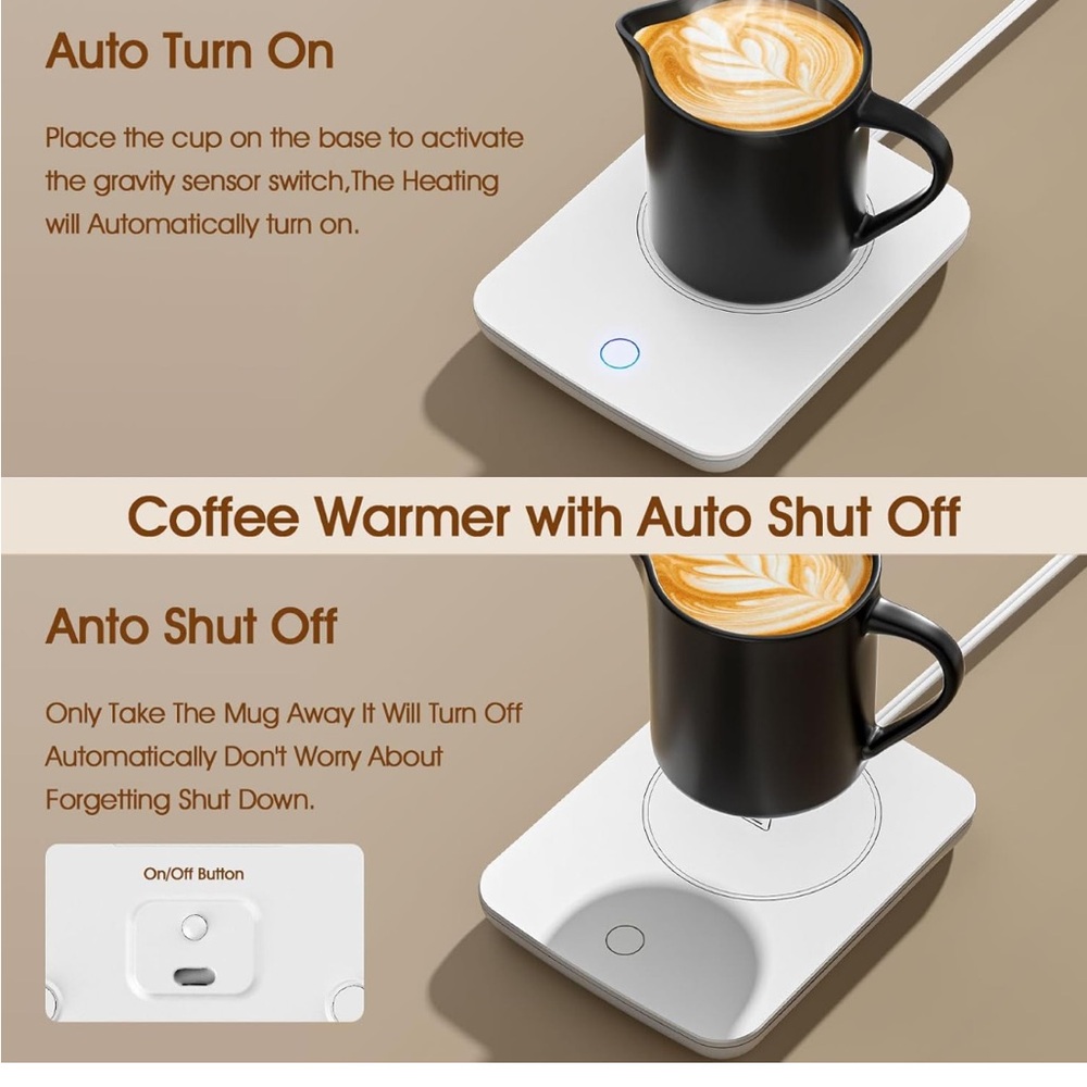 White mug warmer with auto shut off - Picture 3 of 3